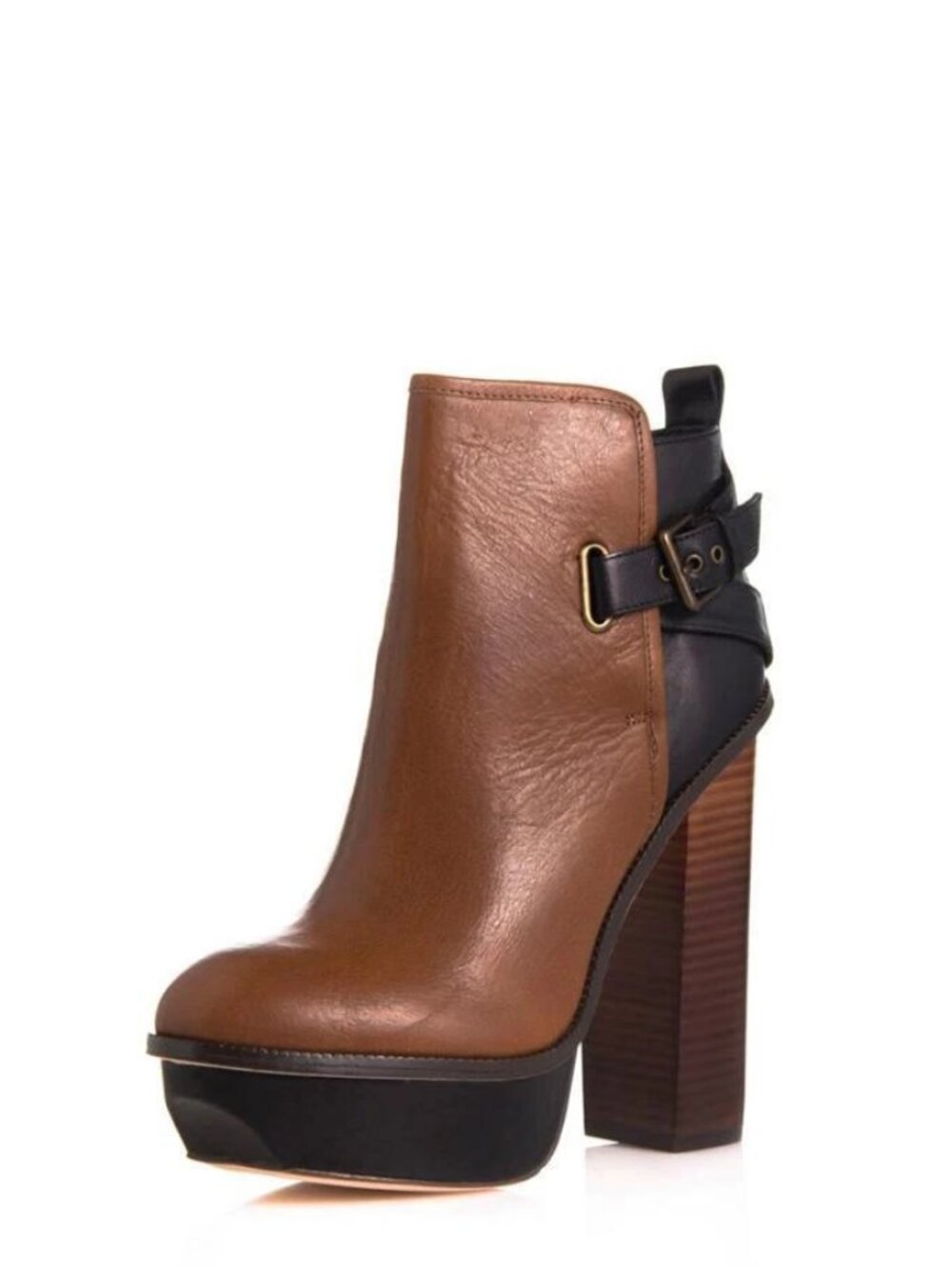 DV Dolce Vita Jordanna Tan Black Leather Ankle Boot Size 9.5